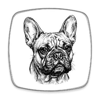 Bouledogue Français - Dessin - Magnet carré - blanc - Devant