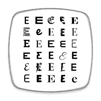 Typography E letter mosaic design - Square fridge magnet - white - Front
