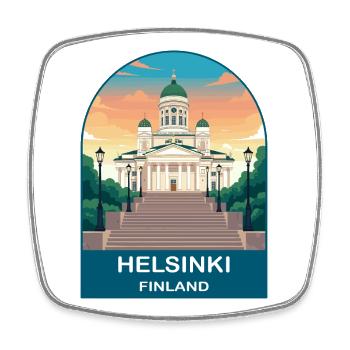 Affiche de voyage vintage Helsinki Finland - Magnet carré - blanc - Devant