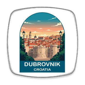Dubrovnik Kroatien Vintage-Reiseplakat - Viereckiger Kühlschrankmagnet - Weiß - Vorne