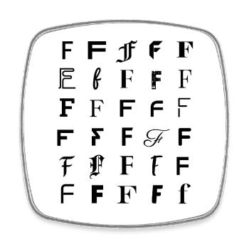 Typography f letter mosaic - Square fridge magnet - white - Front