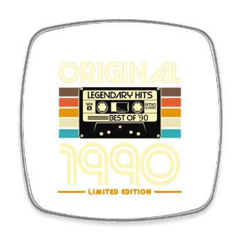 Originale Kassetten-Retro-Hits von 1990 - Viereckiger Kühlschrankmagnet - Weiß - Vorne
