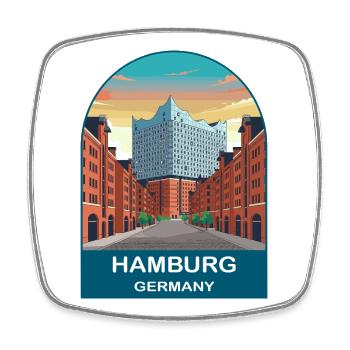 Hamburg Germany Elbphil harmonie Travel Art - Square fridge magnet - white - Front