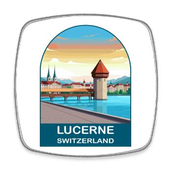 Affiche de voyage vintage Lucerne Suisse - Magnet carré - blanc - Devant