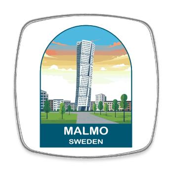 Art d’affiches de voyage vintage à Malmö, Suède - Magnet carré - blanc - Devant
