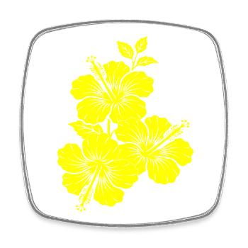 Yellow Hibiscus Triple Flower Silhouette - Square fridge magnet - white - Front