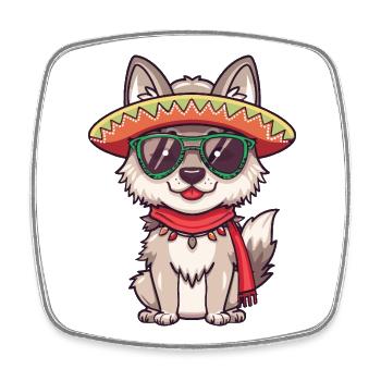 Sombrero drôle de Fox Comic - Magnet carré - blanc - Devant