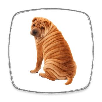 Sitzende Shar Pei - Viereckiger Kühlschrankmagnet - Weiß - Vorne