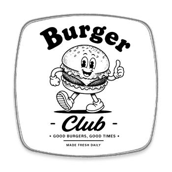 Burger Club - Good Burgers and Good Times - Viereckiger Kühlschrankmagnet - Weiß - Vorne