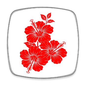 Red Hibiscus Triple Flower Silhouette - Square fridge magnet - white - Front
