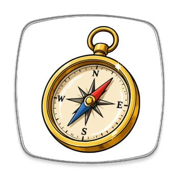Compass - Square fridge magnet - white - Front