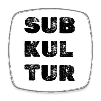 SUBKULTUR Logo – Minimal Techno Identity - Viereckiger Kühlschrankmagnet - Weiß - Vorne