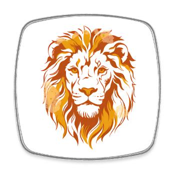 Stylized flaming golden lion - Square fridge magnet - white - Front