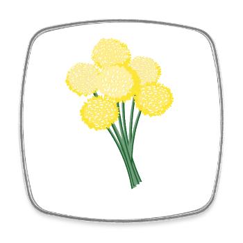 Gelbe Kugelblüten – Löwenzahn - Viereckiger Kühlschrankmagnet - Weiß - Vorne