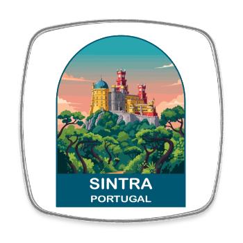 Sintra Portugal Vintage Travel Poster Art - Square fridge magnet - white - Front