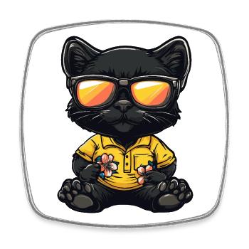 Panther Comic Urlaub - Viereckiger Kühlschrankmagnet - Weiß - Vorne