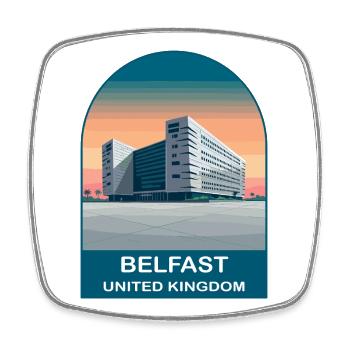 Belfast UK Vintage-Reiseplakat-Kunst - Viereckiger Kühlschrankmagnet - Weiß - Vorne