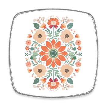 Flower Power Bohème Rétro Flower Design - Magnet carré - blanc - Devant