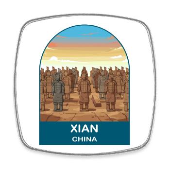 Art d’affiche de voyage vintage Xian China - Magnet carré - blanc - Devant