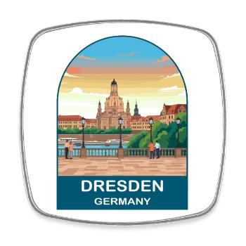 Dresden Germany Vintage Travel Poster Art - Square fridge magnet - white - Front