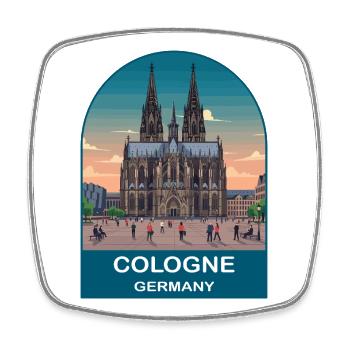 Cologne Germany Cathedral Vintage Travel Poster - Square fridge magnet - white - Front