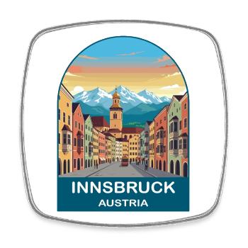 Innsbruck Austria Vintage Travel Poster Art - Square fridge magnet - white - Front