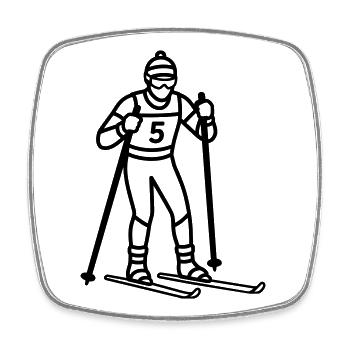 ski de fond - Magnet carré - blanc - Devant