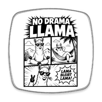 No Drama Llama Comic Style Alpaka - Viereckiger Kühlschrankmagnet - Weiß - Vorne