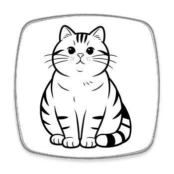dicke süße Katze - Viereckiger Kühlschrankmagnet - Weiß - Vorne
