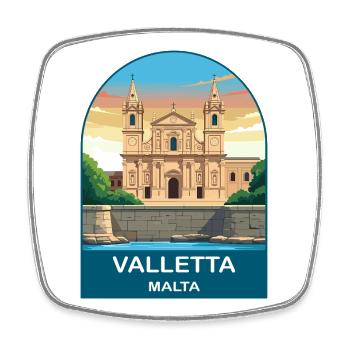 Valletta Malta Vintage-Reiseplakat-Kunst - Viereckiger Kühlschrankmagnet - Weiß - Vorne