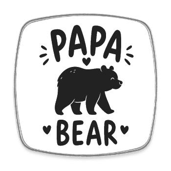 Papa Bear Silhouette Herzdesign - Viereckiger Kühlschrankmagnet - Weiß - Vorne