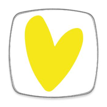 Yellow Heart on Black Minimalism Luminous - Square fridge magnet - white - Front
