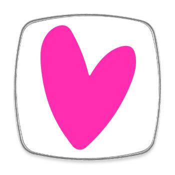 Powerful pink heart motif neon retro style - Square fridge magnet - white - Front