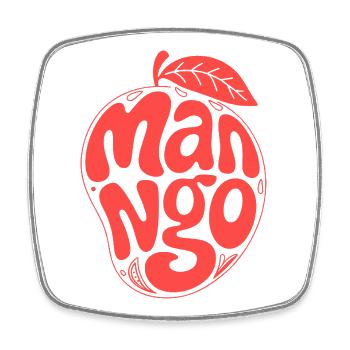 Groovy Mango Fruit Typografie - Viereckiger Kühlschrankmagnet - Weiß - Vorne