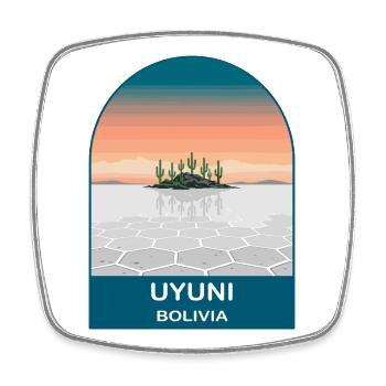 Salar de Uyuni Bolivia Salt Flats Travel Poster - Square fridge magnet - white - Front