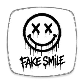 Fake Smile Graffiti - Square fridge magnet - white - Front