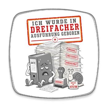 Ich wurde in dreifacher Ausführung geboren - Viereckiger Kühlschrankmagnet - Weiß - Vorne