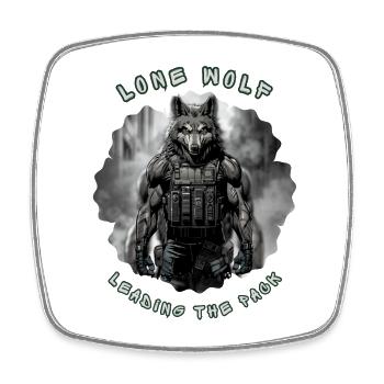 Lone Wolf Commando - Tactical Alpha Soldier - Square fridge magnet - white - Front