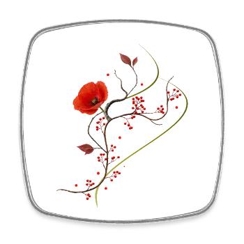 Ikebana Collage mit Mohnblume Zen Stil  - Viereckiger Kühlschrankmagnet - Weiß - Vorne