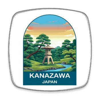 Kanazawa Japan Kenrokuen Vintage Travel Art - Square fridge magnet - white - Front