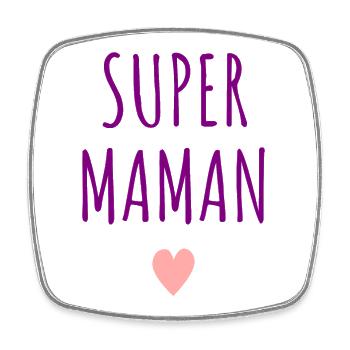 Super Maman Coeur - Magnet carré - blanc - Devant