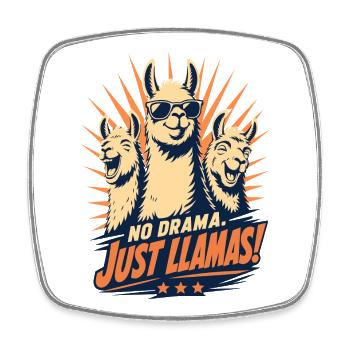 No Drama Just Llama Cool Retro - Square fridge magnet - white - Front