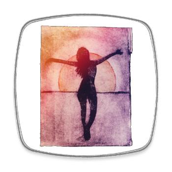 Woman by the Sea - Hand Carved Printable - Square fridge magnet - white - Front