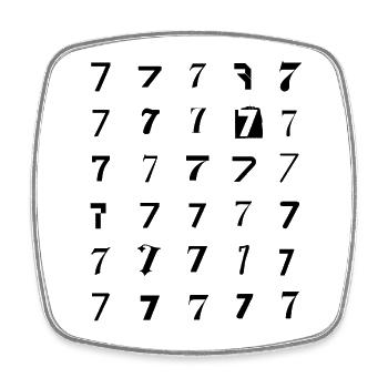 Number 7 Numerology Typographic design - Square fridge magnet - white - Front