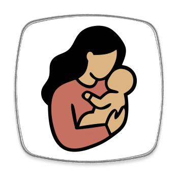 Mama Baby Boho Minimalismus - Viereckiger Kühlschrankmagnet - Weiß - Vorne