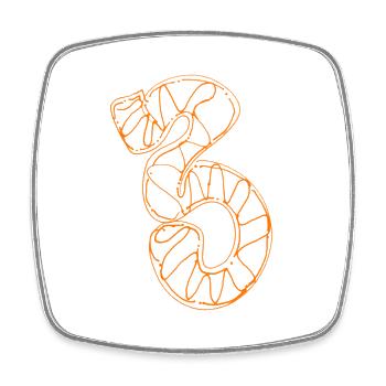 Orange 3 Graffiti Style - Square fridge magnet - white - Front