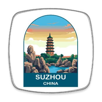 Jardin classique de Suzhou China Art de voyage vintage - Magnet carré - blanc - Devant