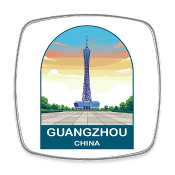 Affiche de voyage vintage de la Tour du canton de Chine de Guangzhou - Magnet carré - blanc - Devant