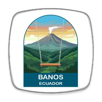 Banos Ecuador Volcano Art de voyage vintage - Magnet carré - blanc - Devant