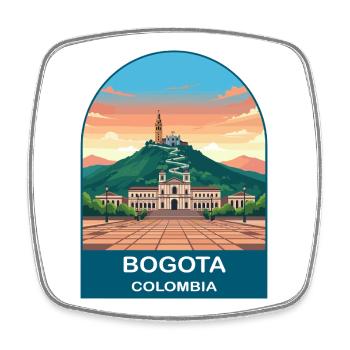 Bogota Colombia Skyline Vintage Travel Art - Square fridge magnet - white - Front
